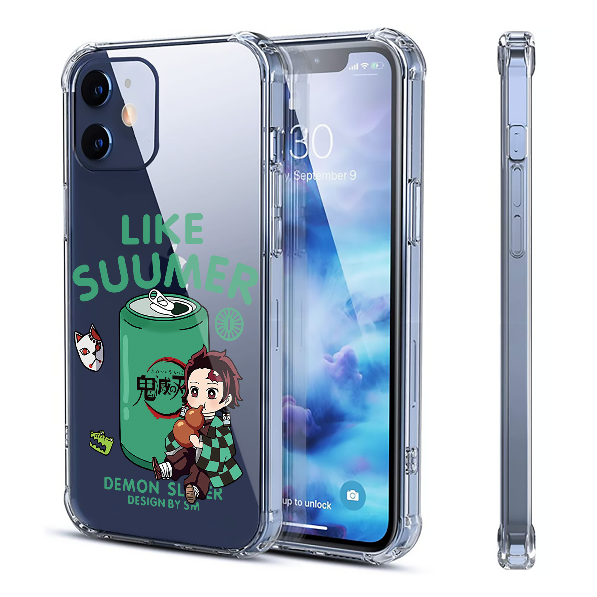 （画像用） 鬼滅の刃 竈門 炭治郎／かまど たんじろう Kamado Tanjirou 【iPhone 12シリーズ対応】透明スマホケース（クリアソフトケース）